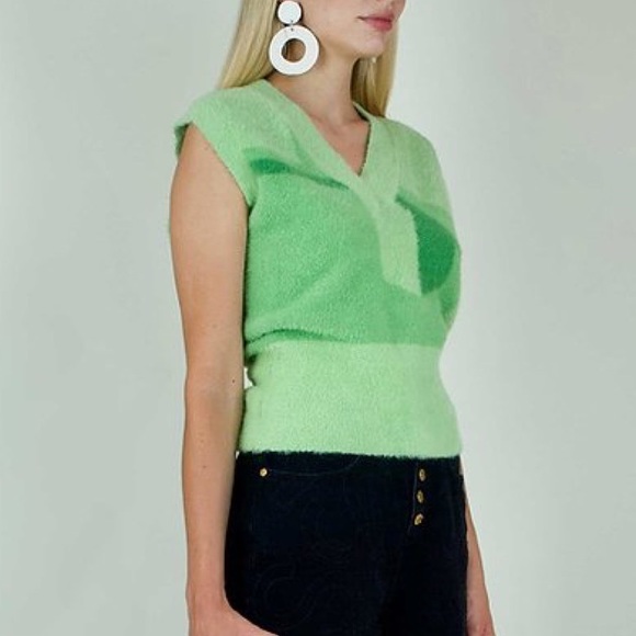 House Of Sunny Palm Green Suburban Knit Vest Sweater - Picture 3 of 9